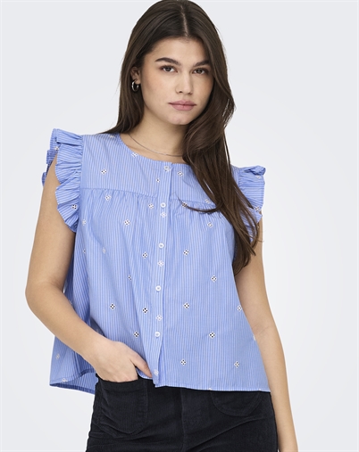 Only - Amanda Embroidery Top - Coronet Blue